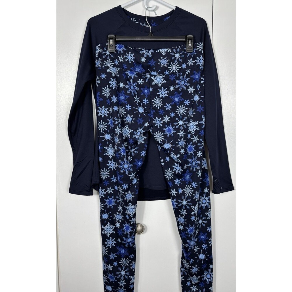 Cuddl Duds Climate Right Blue Snowflake PJ Set Size M